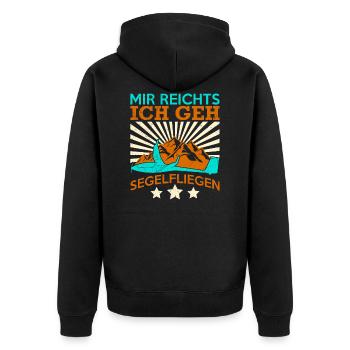 Segelflieger Spruch ich geh Segelfliegen Pilot - Unisex Premium Bio Zip Hoodie - Schwarz - Hinten - Nico (187cm)