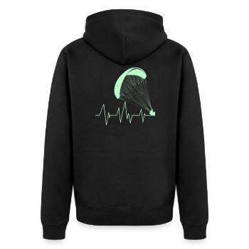 Gleitschirm Herzschlag Paraglider Herz - Unisex Premium Bio Zip Hoodie - Schwarz - Hinten - Nico (187cm)