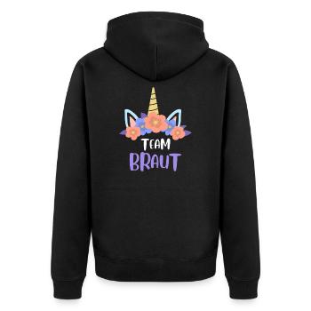 Junggesellin Party JGA Feier Team Braut Hochzeit - Unisex Premium Bio Zip Hoodie - Schwarz - Hinten - Nico (187cm)