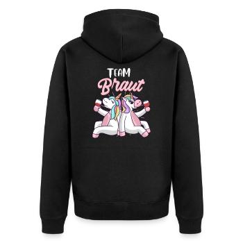 Team Braut Einhorn Geschenk Junggesellin JGA - Unisex Premium Bio Zip Hoodie - Schwarz - Hinten - Nico (187cm)