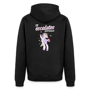 Festival Party Junggesellenabschied Es eskaliert - Unisex Premium Bio Zip Hoodie - Schwarz - Hinten - Nico (187cm)