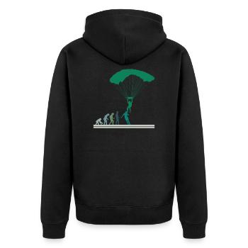 Fallschirmspringer Evolution Fallschirm Skydiving - Unisex Premium Bio Zip Hoodie - Schwarz - Hinten - Nico (187cm)