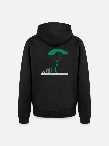 Parachutist Evolution Parachute Skydiving - Unisex Premium Organic Zip Hoodie - black