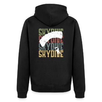 Fallschirmspringer Motiv Skydive Skydiver - Unisex Premium Bio Zip Hoodie - Schwarz - Hinten - Nico (187cm)