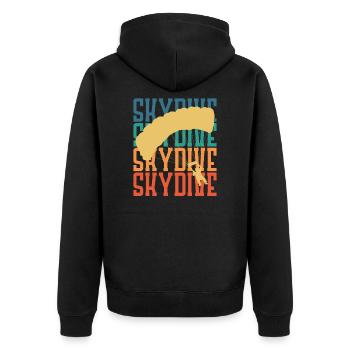 Skydive Fallschirm Fallschirmspringer Retro - Unisex Premium Bio Zip Hoodie - Schwarz - Hinten - Nico (187cm)