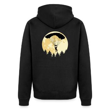 Fallschirmspringer Vollmond Skydiving Logo - Unisex Premium Bio Zip Hoodie - Schwarz - Hinten - Nico (187cm)