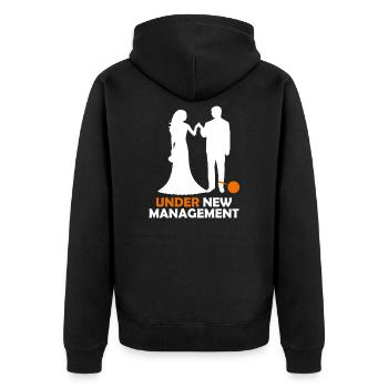 Under new management groom - Unisex Premium Organic Zip Hoodie - black - Back - Nico (187cm)