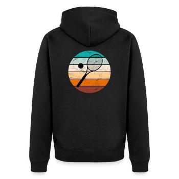 Vintage Tennisschläger Tennisball Tennisgadgets - Unisex Premium Bio Zip Hoodie - Schwarz - Hinten - Nico (187cm)