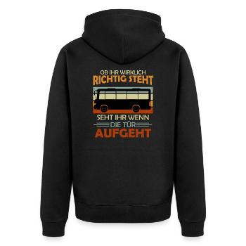Busfahrer Spaß Geschenk Bus Fahrt Schulbus - Unisex Premium Bio Zip Hoodie - Schwarz - Hinten - Nico (187cm)