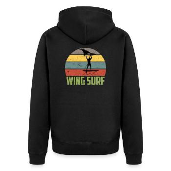 Vintage Wing Surf Wing Foil Gift Foiler Surfer - Veste à capuche bio Premium Unisexe - noir - Dos - Nico (187cm)