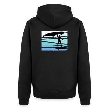 Wing Foil Wing Surfer Surfer Foiler Geschenk - Unisex Premium Bio Zip Hoodie - Schwarz - Hinten - Nico (187cm)