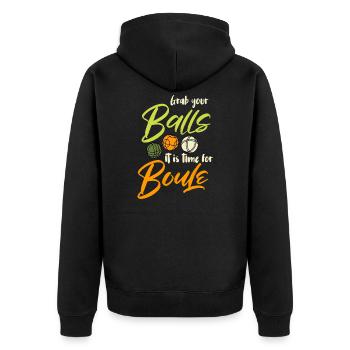 Time to play boules boules player bocce - Unisex Premium Organic Zip Hoodie - black - Back - Nico (187cm)