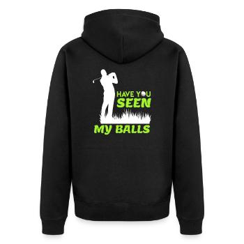 Golfer joke fun golf balls handicap - Unisex Premium Organic Zip Hoodie - black - Back - Nico (187cm)