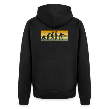 Snooker Billard Evolution Affe Mensch 8-Ball - Unisex Premium Bio Zip Hoodie - Schwarz - Hinten - Nico (187cm)