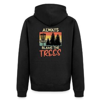 Disc Golf Spruch Discgolf Vintage Retro - Unisex Premium Bio Zip Hoodie - Schwarz - Hinten - Nico (187cm)
