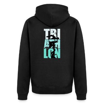 Vintage Gift for Triathletes Triathlon Saying - Unisex Premium Organic Zip Hoodie - black - Back - Nico (187cm)
