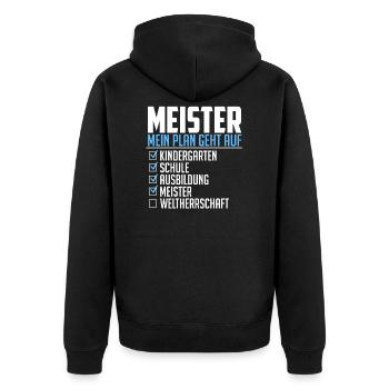 Meister Geschenk Weltherrschaft Plan geht auf - Unisex Premium Bio Zip Hoodie - Schwarz - Hinten - Nico (187cm)