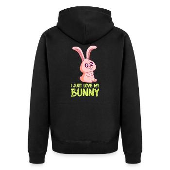 I just love my Kaninchen Hasen Haustier - Unisex Premium Bio Zip Hoodie - Schwarz - Hinten - Nico (187cm)