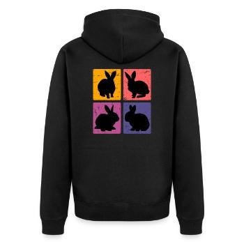 Vintage Hasen Kaninchen Nagetier Geschenk - Unisex Premium Bio Zip Hoodie - Schwarz - Hinten - Nico (187cm)
