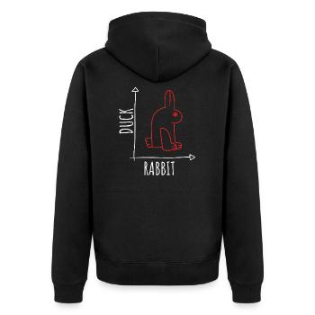 Optische Täuschung Ente Hase Illusion Wittgenstein - Unisex Premium Bio Zip Hoodie - Schwarz - Hinten - Nico (187cm)