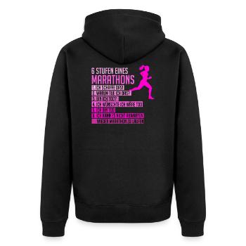 Lustiger Marathon Spruch Läuferin Frauen Geschenk - Unisex Premium Bio Zip Hoodie - Schwarz - Hinten - Nico (187cm)