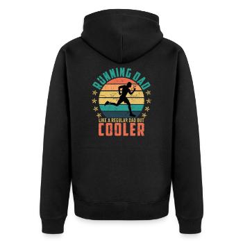 Vatertag Geschenk für Läufer und Jogger Marathon - Unisex Premium Bio Zip Hoodie - Schwarz - Hinten - Nico (187cm)