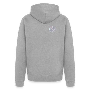 Raver Spruch Rave Hemdtasche Brusttasche Techno - Unisex Premium Bio Zip Hoodie - Grau meliert - Hinten - Nico (187cm)