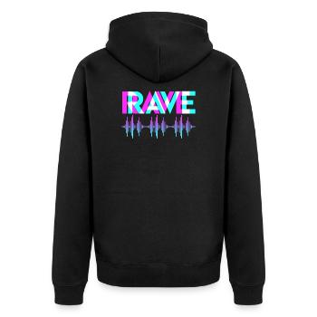Rave Techno Music Synthesizer DJ Gift - Unisex Premium Organic Zip Hoodie - black - Back - Nico (187cm)