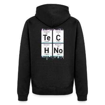 Techno Musik Chemie Elemente Periodensystem - Unisex Premium Bio Zip Hoodie - Schwarz - Hinten - Nico (187cm)