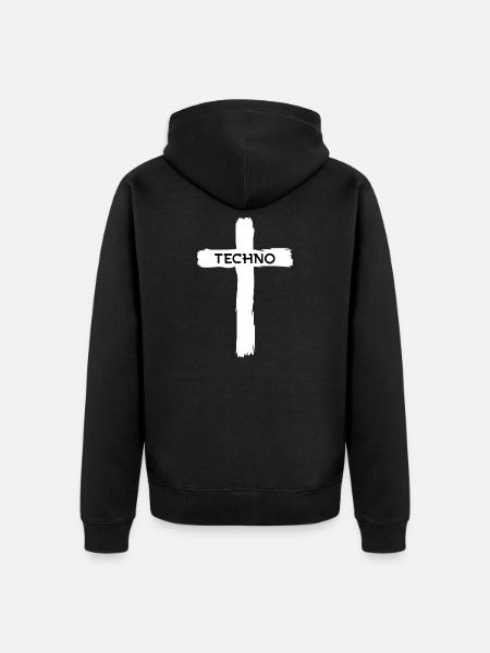 Techno Music Cross - Unisex Premium Organic Zip Hoodie - black
