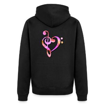 Techno Musique Clé de basse Clé de partition - Veste à capuche bio Premium Unisexe - noir - Dos - Nico (187cm)