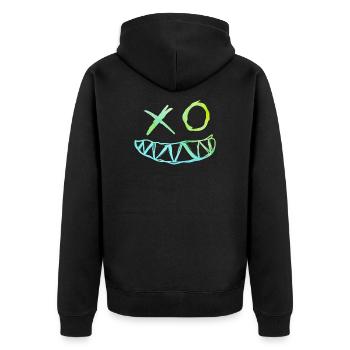 Gesicht zur Techno Party Feier Festival Hardtekk - Unisex Premium Bio Zip Hoodie - Schwarz - Hinten - Nico (187cm)