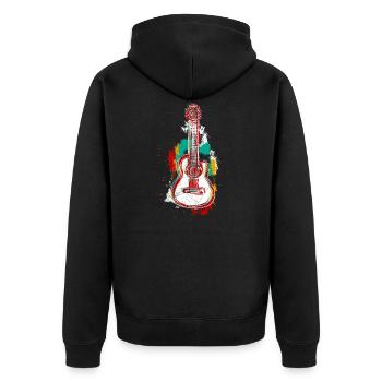 Musiker Gitarre Akustikgitarre E-Gitarre Gitarrist - Unisex Premium Bio Zip Hoodie - Schwarz - Hinten - Nico (187cm)