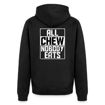 Alle kauen keiner isst Lustiger MDMA Spruch Extasy - Unisex Premium Bio Zip Hoodie - Schwarz - Hinten - Nico (187cm)