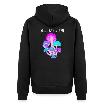 Lets take a trip LSD Acid Mushrooms Party Drugs - Unisex Premium Organic Zip Hoodie - black - Back - Nico (187cm)