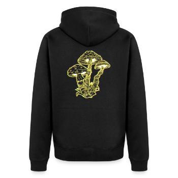 LSD Party Drugs Mushrooms Acid - Unisex Premium Organic Zip Hoodie - black - Back - Nico (187cm)