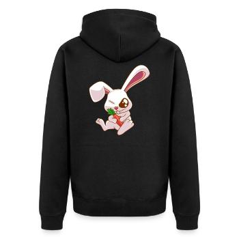 EInäugiger Hase Zombie Kaninchen Geschenk - Unisex Premium Bio Zip Hoodie - Schwarz - Hinten - Nico (187cm)