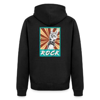Rock Handzeichen Symbol Rockmusik Rocker - Unisex Premium Bio Zip Hoodie - Schwarz - Hinten - Nico (187cm)