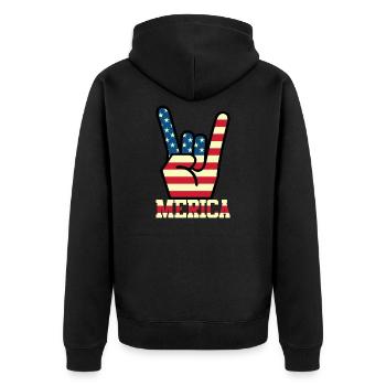 Merica Rockmusik Handzeichen Rocker Geschenk - Unisex Premium Bio Zip Hoodie - Schwarz - Hinten - Nico (187cm)