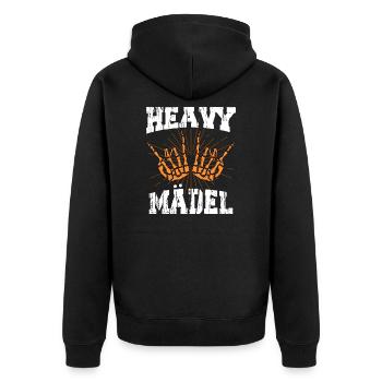 Heavy Metal Spruch Frauen Design Heavy Mädel - Unisex Premium Bio Zip Hoodie - Schwarz - Hinten - Nico (187cm)