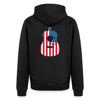 Musicien guitare guitare acoustique USA Drapeau Amérique - Veste à capuche bio Premium Unisexe - noir - Dos - Nico (187cm)