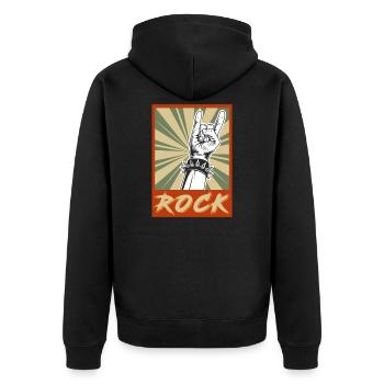 Vintage Rock Symbol Rockmusik Rocker - Unisex Premium Bio Zip Hoodie - Schwarz - Hinten - Nico (187cm)