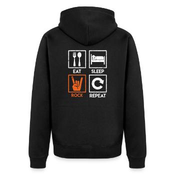 Rocker Saying Eat Sleep Rock Repeat Rock Music - Unisex Premium Organic Zip Hoodie - black - Back - Nico (187cm)