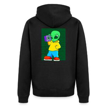 Alien Old School Hip Hop Kofferradio Street Art - Veste à capuche bio Premium Unisexe - noir - Dos - Nico (187cm)