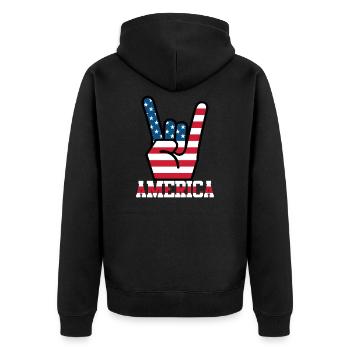 America USA Flag Flag Rocker Hand Signal - Unisex Premium Organic Zip Hoodie - black - Back - Nico (187cm)