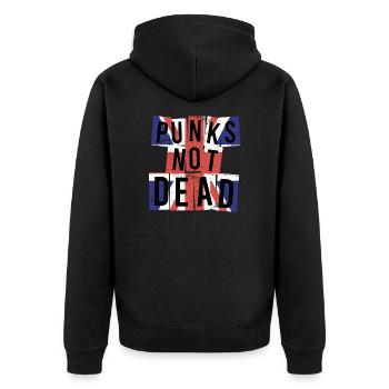 Rocker Rock Music Saying Punk is not Dead Punk Rock - Unisex Premium Organic Zip Hoodie - black - Back - Nico (187cm)
