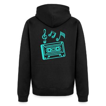 Musikkassette 90er Hip Hop Minimalistisch Kassette - Unisex Premium Bio Zip Hoodie - Schwarz - Hinten - Nico (187cm)