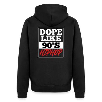 like 90's Hip Hop Spruch Rap Musik - Unisex Premium Bio Zip Hoodie - Schwarz - Hinten - Nico (187cm)