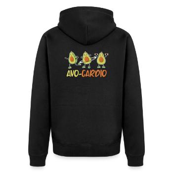 Fitess Avocado Avocardio Fitness Spruch Running - Unisex Premium Bio Zip Hoodie - Schwarz - Hinten - Nico (187cm)