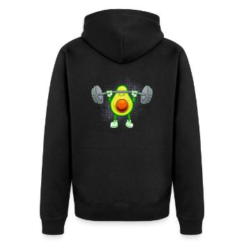 Veganer Sportler Gewichtsheber Gym Sport Fitness - Unisex Premium Bio Zip Hoodie - Schwarz - Hinten - Nico (187cm)